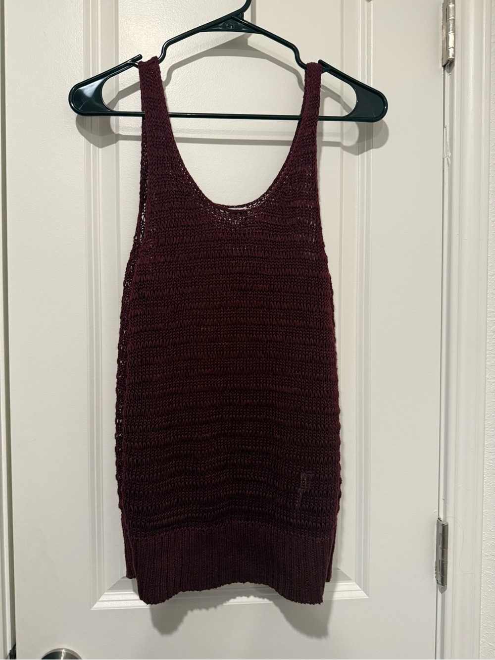 Madewell Sleeveless Crochet Knit Tank Top - Deep Wine